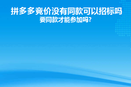 拼多多竞价没有同款可以招标吗(拼多多竞价品牌不同可以竞价吗)