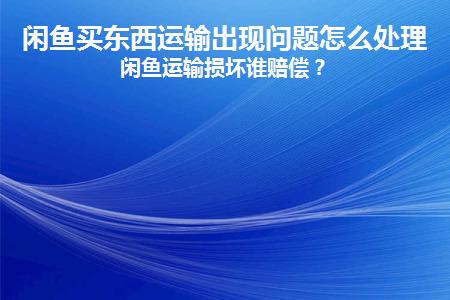 闲鱼买东西运输出现问题怎么处理(闲鱼购物、运输时出现问题如何处理)