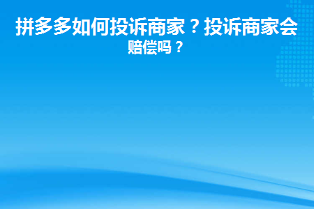 拼多多如何投诉商家(如何向拼多多商家投诉)