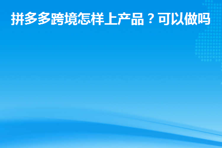 拼多多跨境怎样上产品(如何在拼多多跨境上架商品)