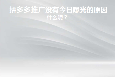 拼多多推广没有今日曝光的原因是什么呢(拼多多促销今天没有曝光是什么原因？)