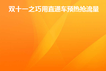 双十一之巧用直通车预热抢流量(双十一巧妙利用直通车预热抢流量)