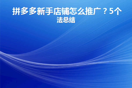 拼多多新手店铺怎么推广(拼多多新手店如何推广)