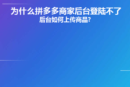 为什么我无法登录拼多多商家后台？