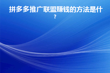 拼多多推广联盟赚钱的方法是什么(拼多多推广联盟叫什么名字)