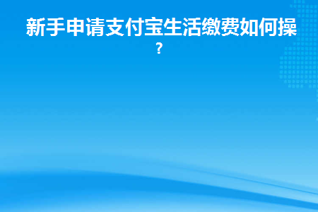 新手申请支付宝生活缴费如何操作(支付宝怎么进行生活缴费)