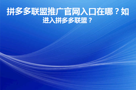 拼多多联盟推广官网入口在哪(拼多多广告联盟)