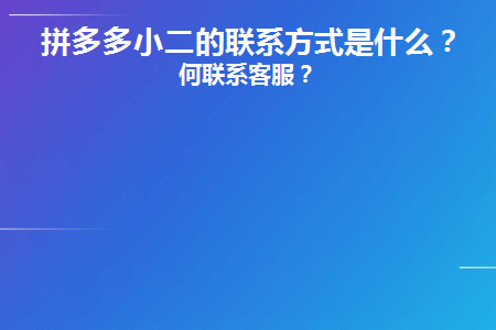 拼多多小二的联系方式是什么(拼多多对接小二怎么联系)