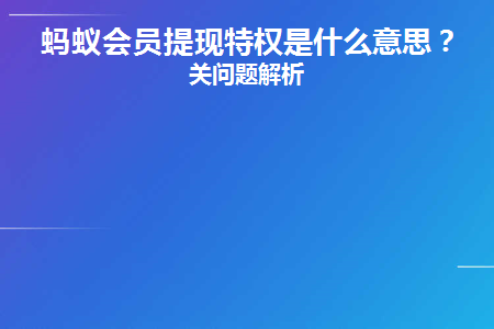 蚂蚁会员提现特权是什么意思(蚂蚁会员兑换提现额度)