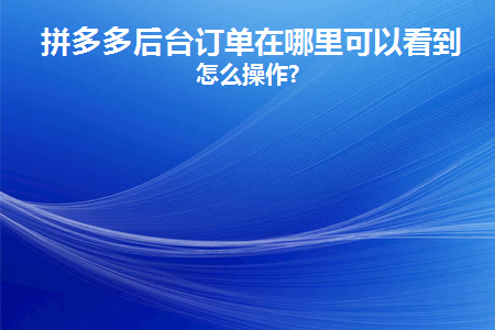 拼多多后台订单在哪里可以看到(拼多多后台怎么导出订单)