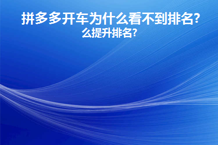 拼多多开车为什么看不到排名(拼多多为什么榜单不见了)