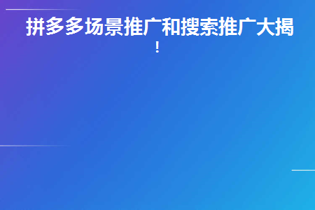 拼多多场景推广和搜索推广大揭秘！(拼多多场景推广和搜索推广大揭秘一样吗)