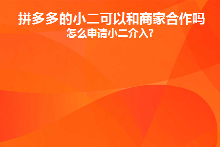 拼多多的小二可以和商家合作吗(拼多多小二可以和商家见面吗)