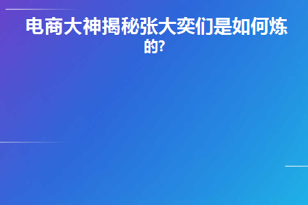 电商大神揭秘张大奕们是如何炼成的(张大奕网店被处罚)