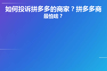 如何投诉拼多多的商家(如何投诉拼多多的商家最有效)