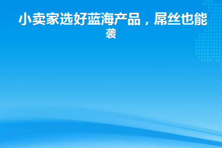 小卖家选好蓝海产品(个人卖家选品应该选择蓝海品类市场避免与大卖家冲突)