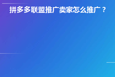 拼多多联盟推广卖家怎么推广(拼多多联盟推广位创建)