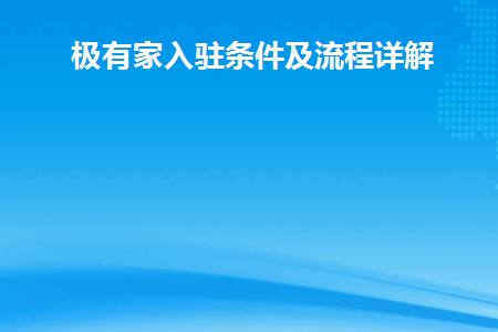 极有家入驻有营业额要求吗